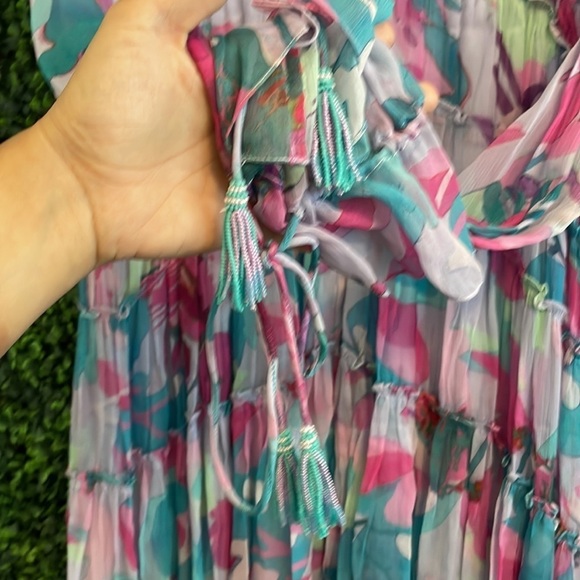 NWT ROCOCO SAND Floral-Print Chiffon High-Low Maxi Dress - Picture 7 of 13